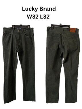 Lucky Brand 410 Athletic Slim Corduroy Pants Olive Green Stretch 32x32 Gorpcore